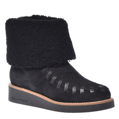 Black leather ankle boot