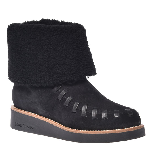 Black leather ankle boot
