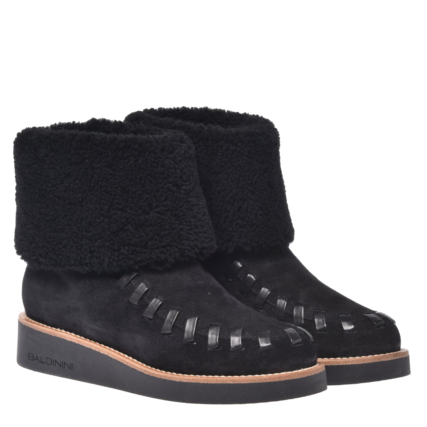 Black leather ankle boot