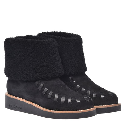 Black leather ankle boot