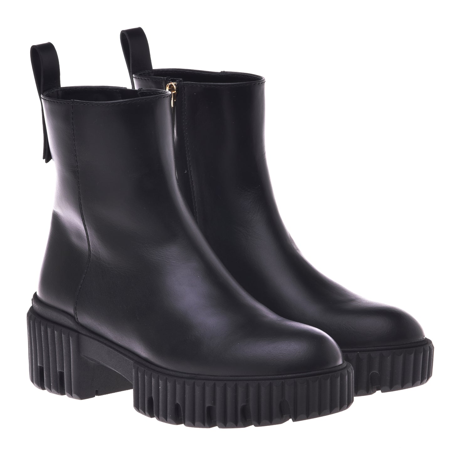 Black calfskin ankle boots