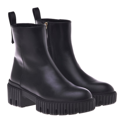Black calfskin ankle boots