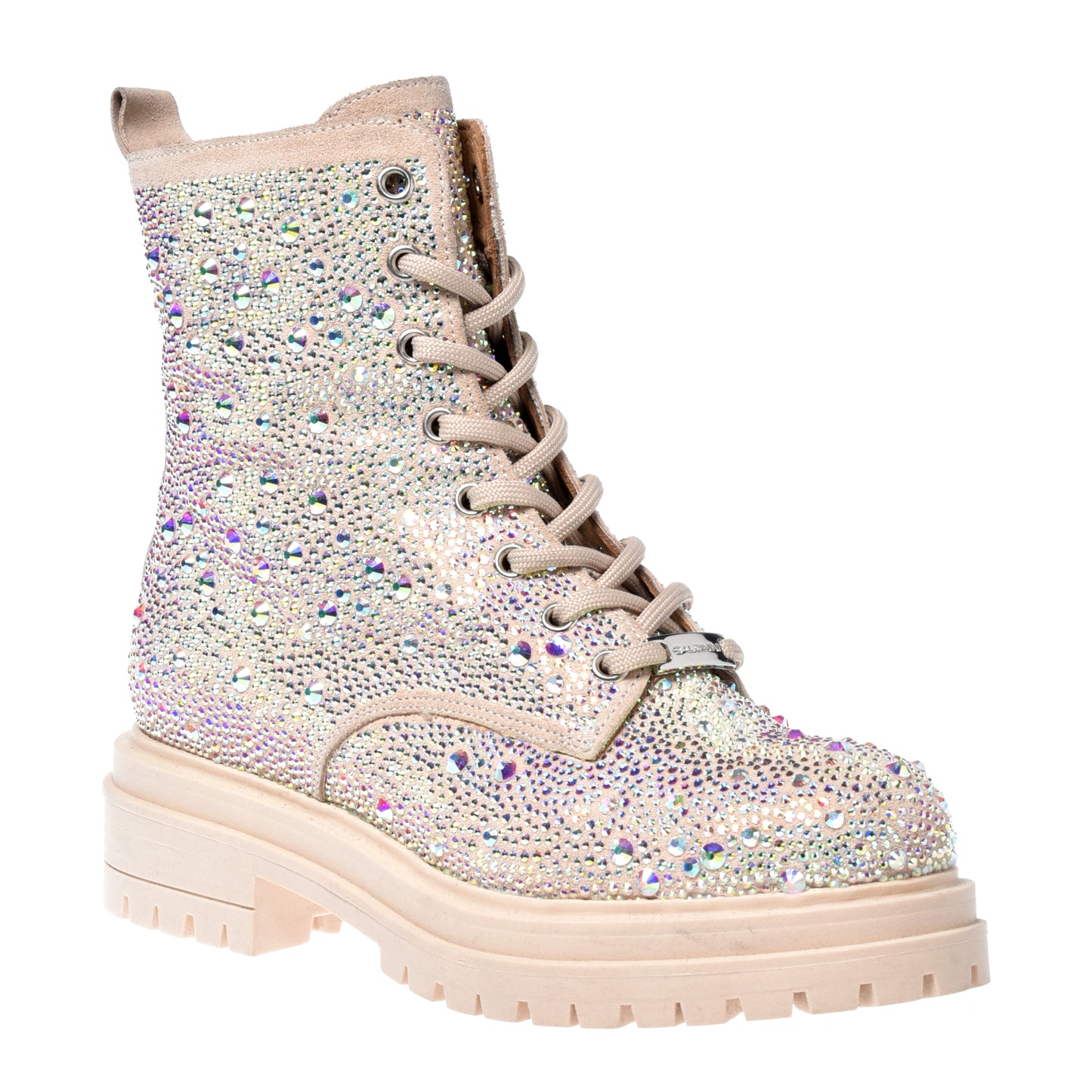 Nude calfskin ankle boots