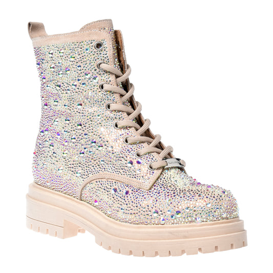Nude calfskin ankle boots