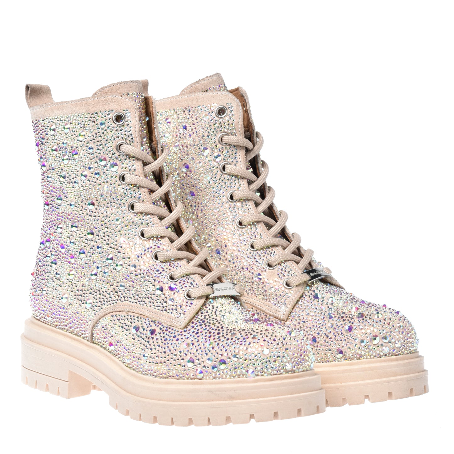 Nude calfskin ankle boots