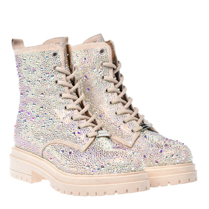 Nude calfskin ankle boots