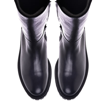 Botte noire en cuir de veau