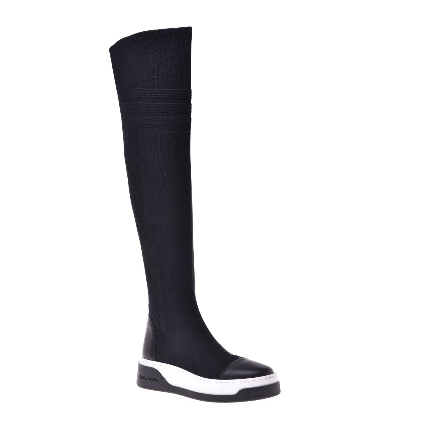 Boot in fabric and black leather