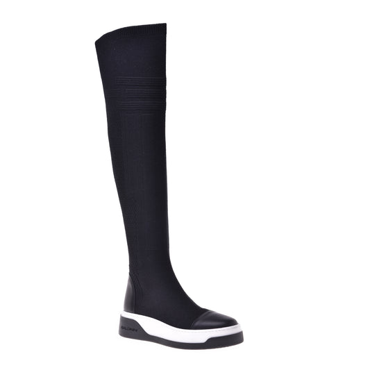 Boot in fabric and black leather