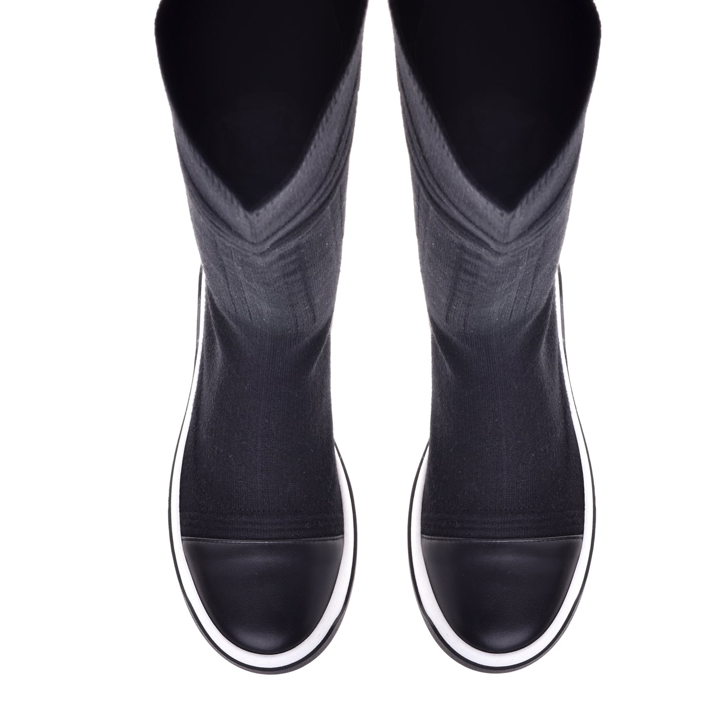 Boot in fabric and black leather