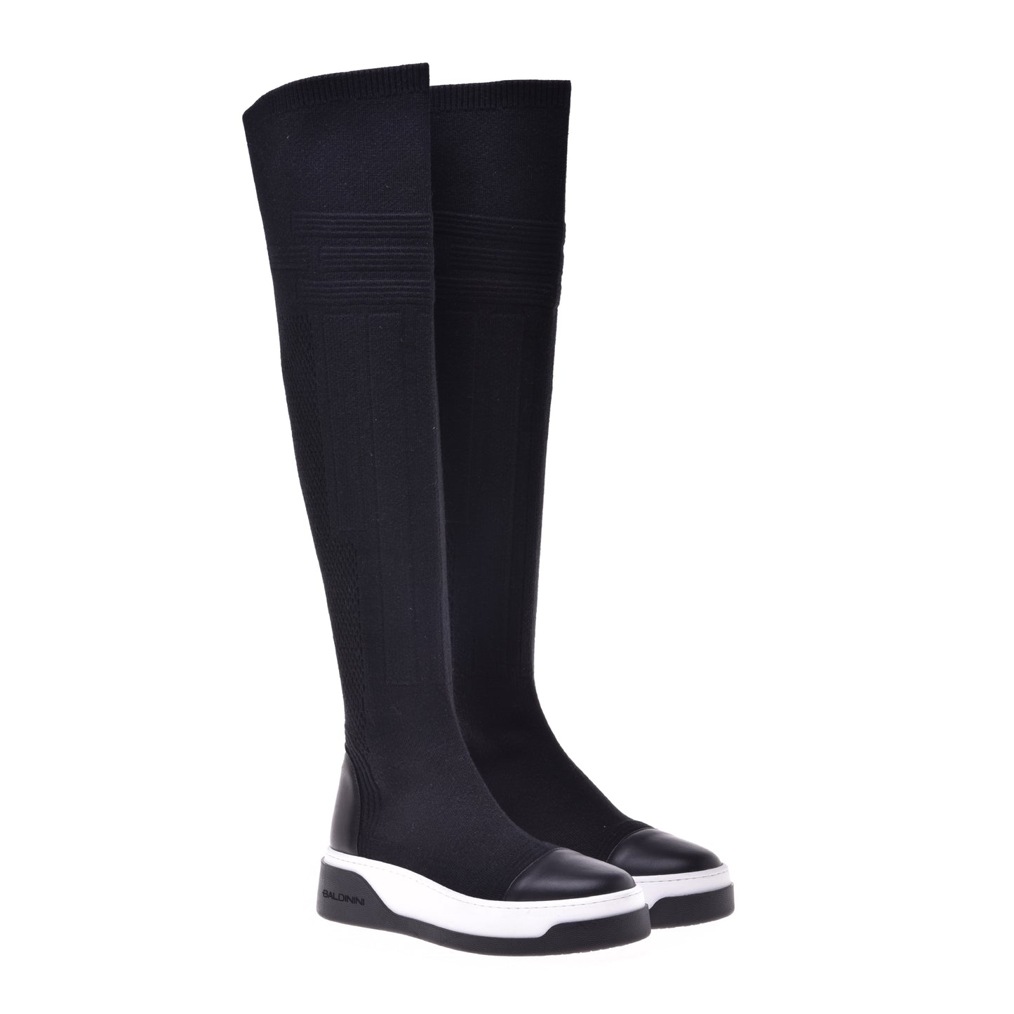 Boot in fabric and black leather