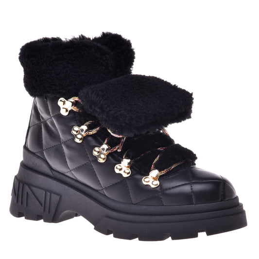 Black leather ankle boot