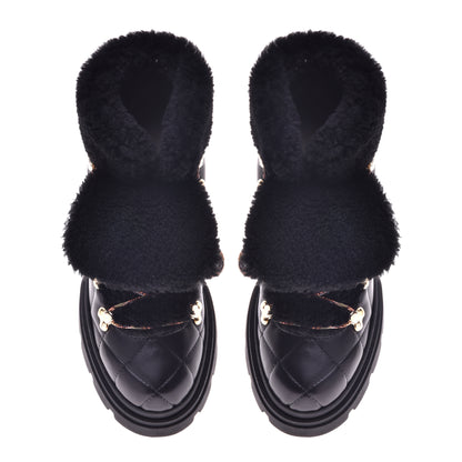 Black leather ankle boot