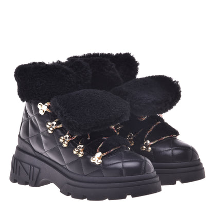 Black leather ankle boot