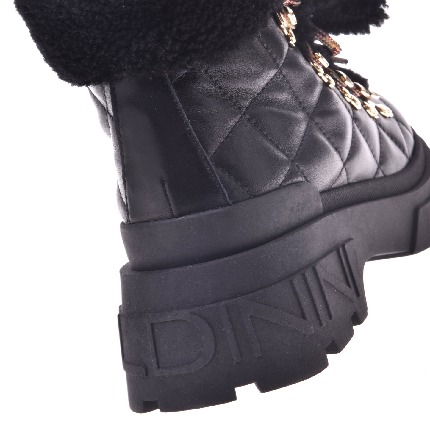Black leather ankle boot