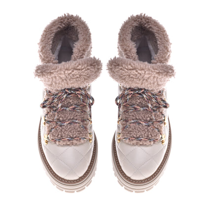 Bottine beige en cuir