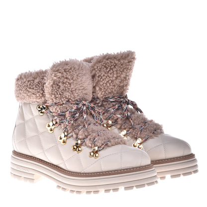 Bottine beige en cuir