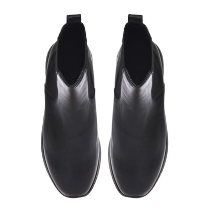 Black calfskin ankle boots