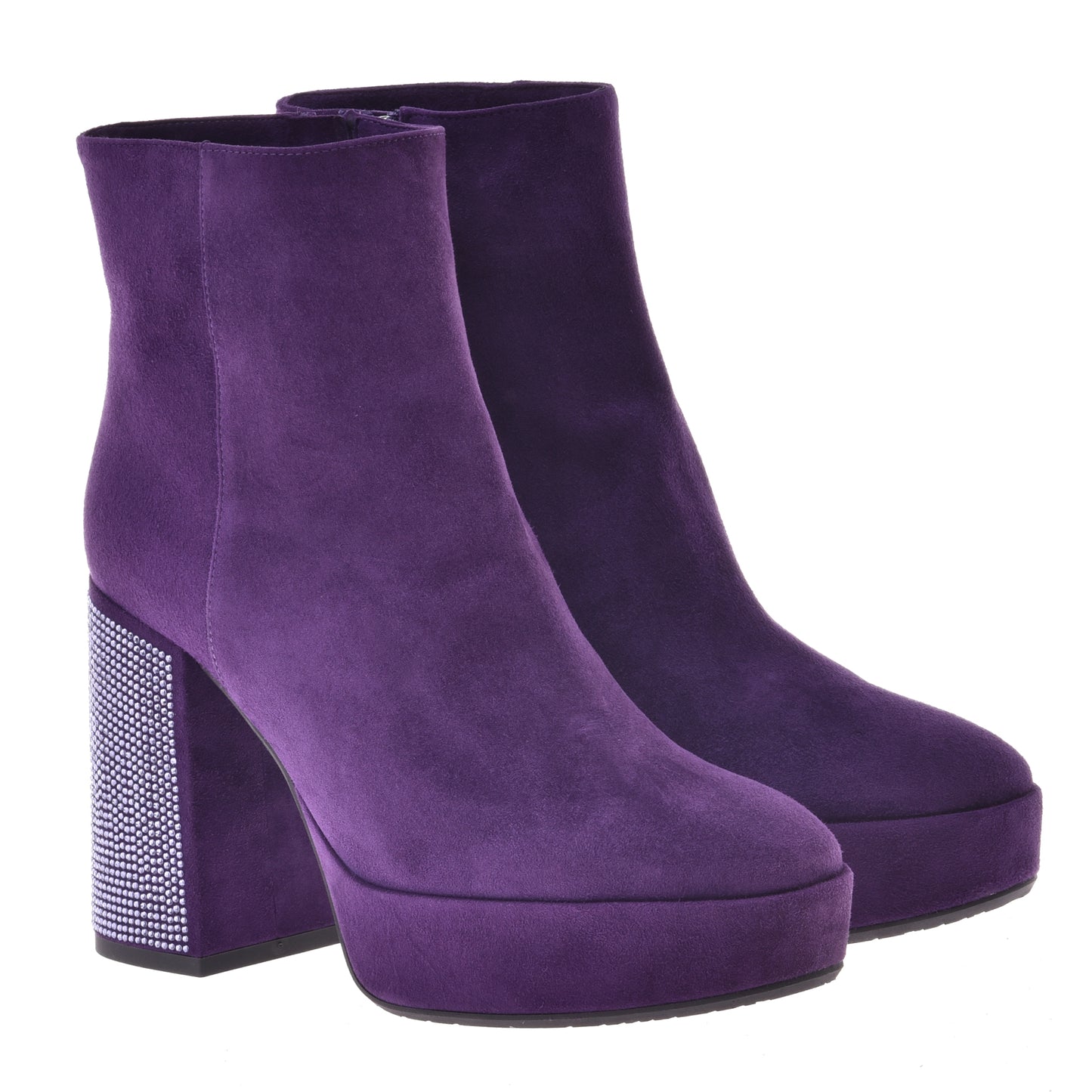 Ankle boots in violet suede