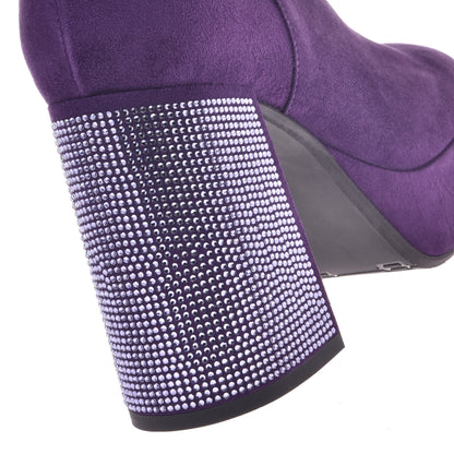 Ankle boots in violet suede