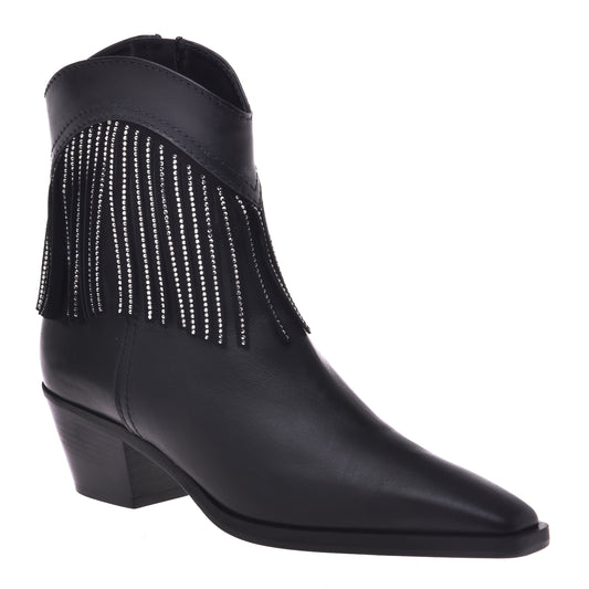 Black calfskin ankle boots