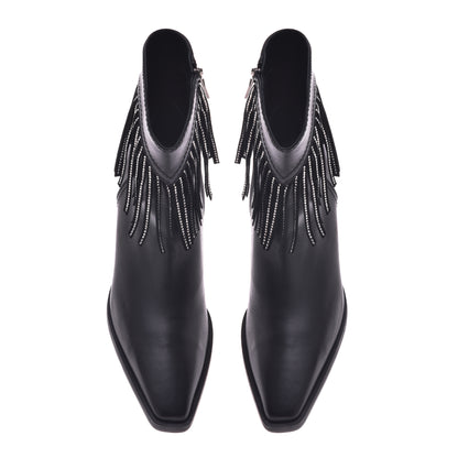 Black calfskin ankle boots