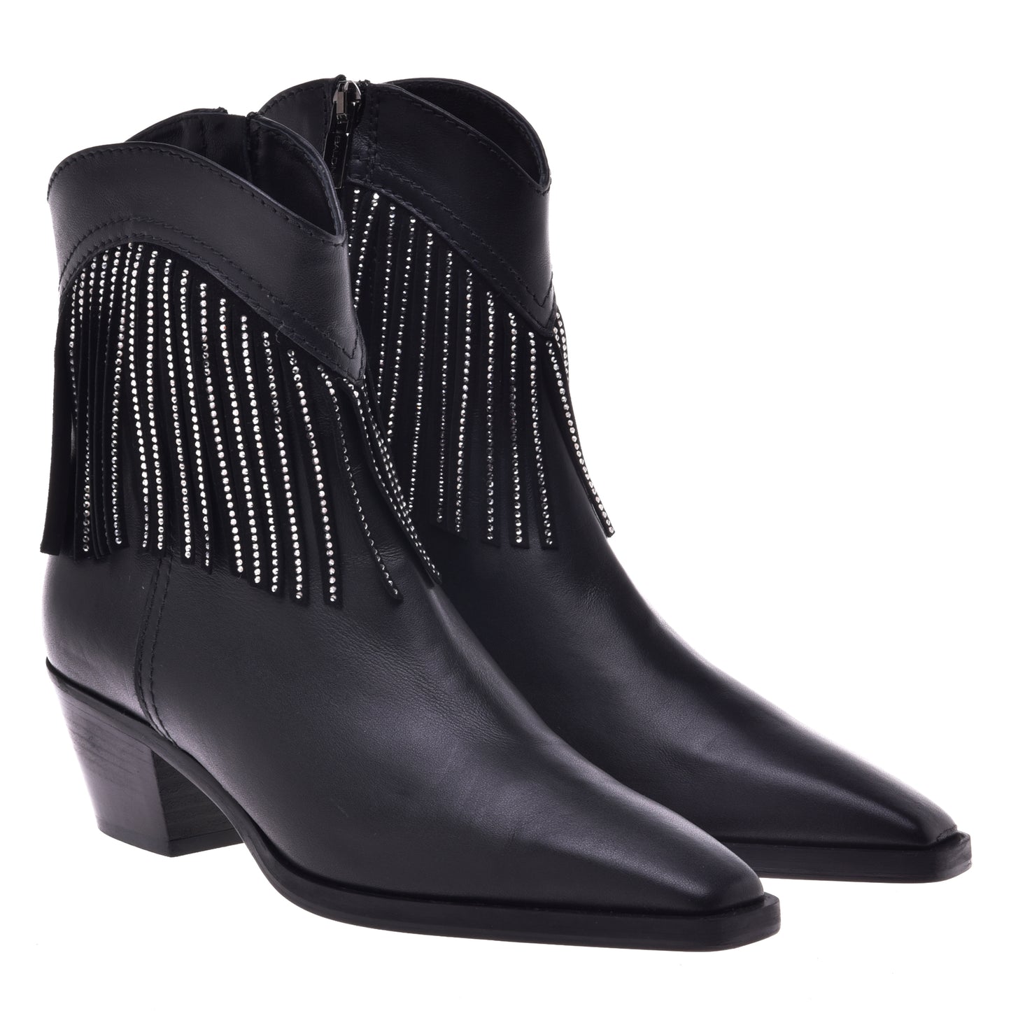 Black calfskin ankle boots