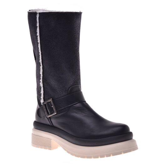 Bottes en cuir de veau et mouton éco noir