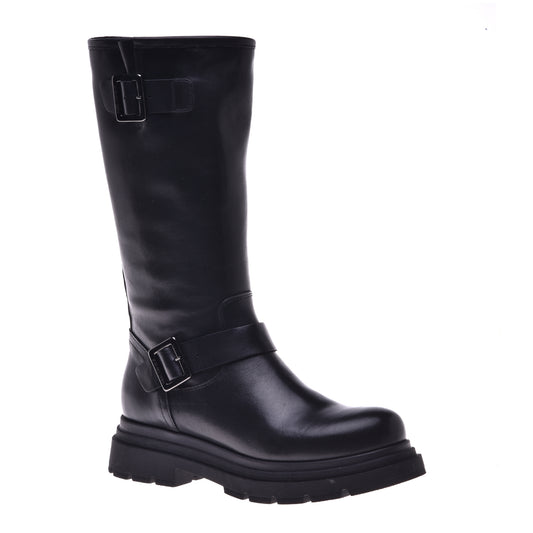 Bottes en cuir de veau noir