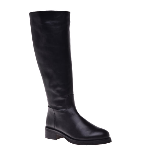 Bottes en cuir de veau noir avec doublure en fourrure
