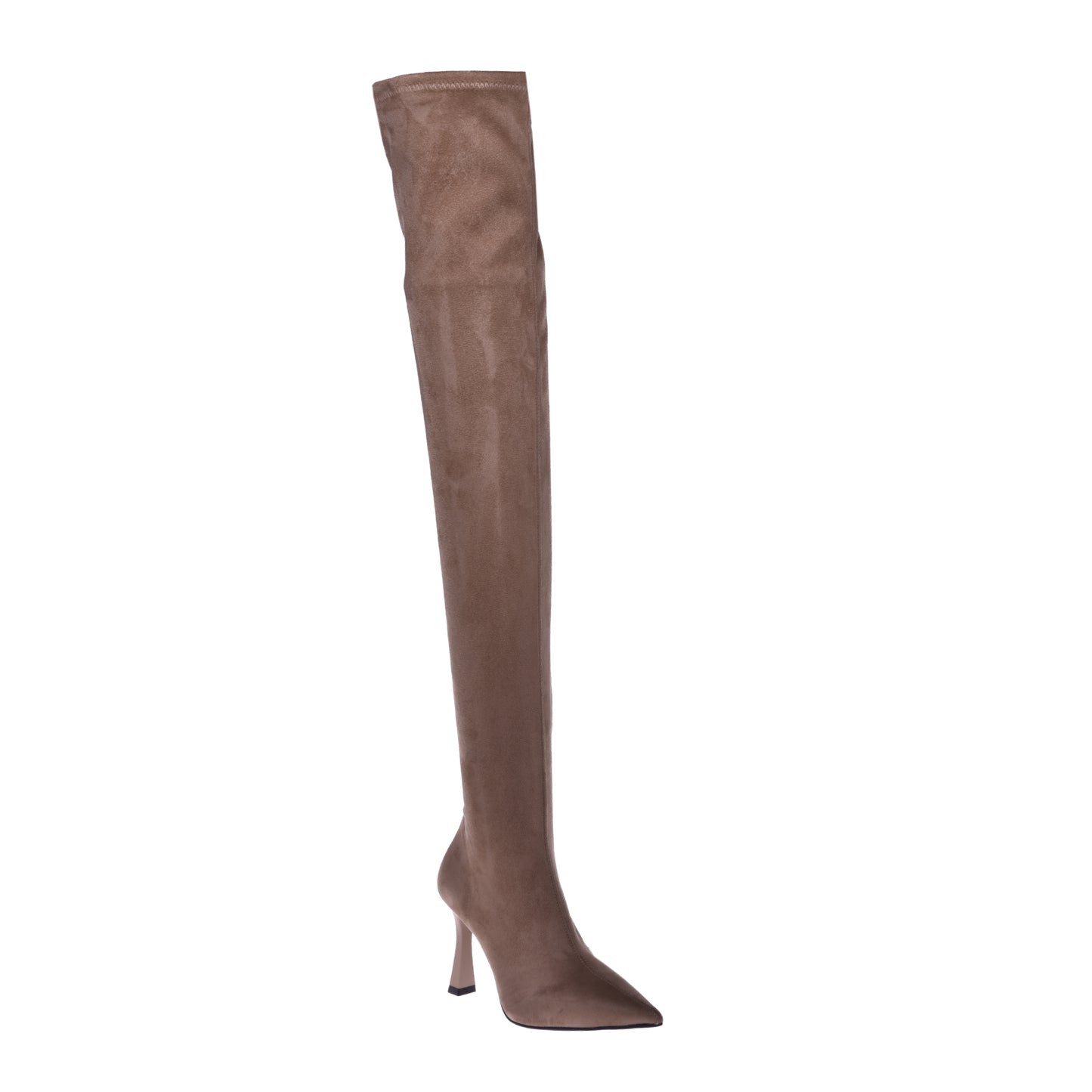 Stretch cream eco-leather boots