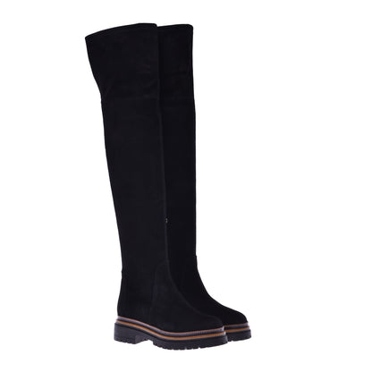 Black suede boots