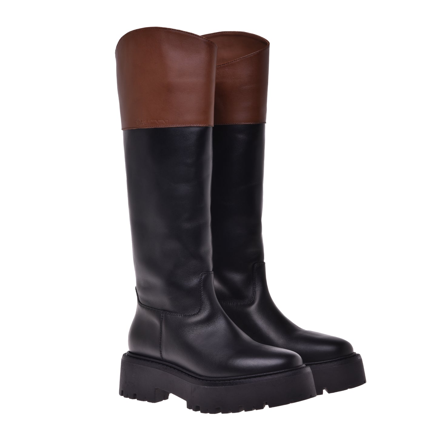 Black and tan calfskin boots