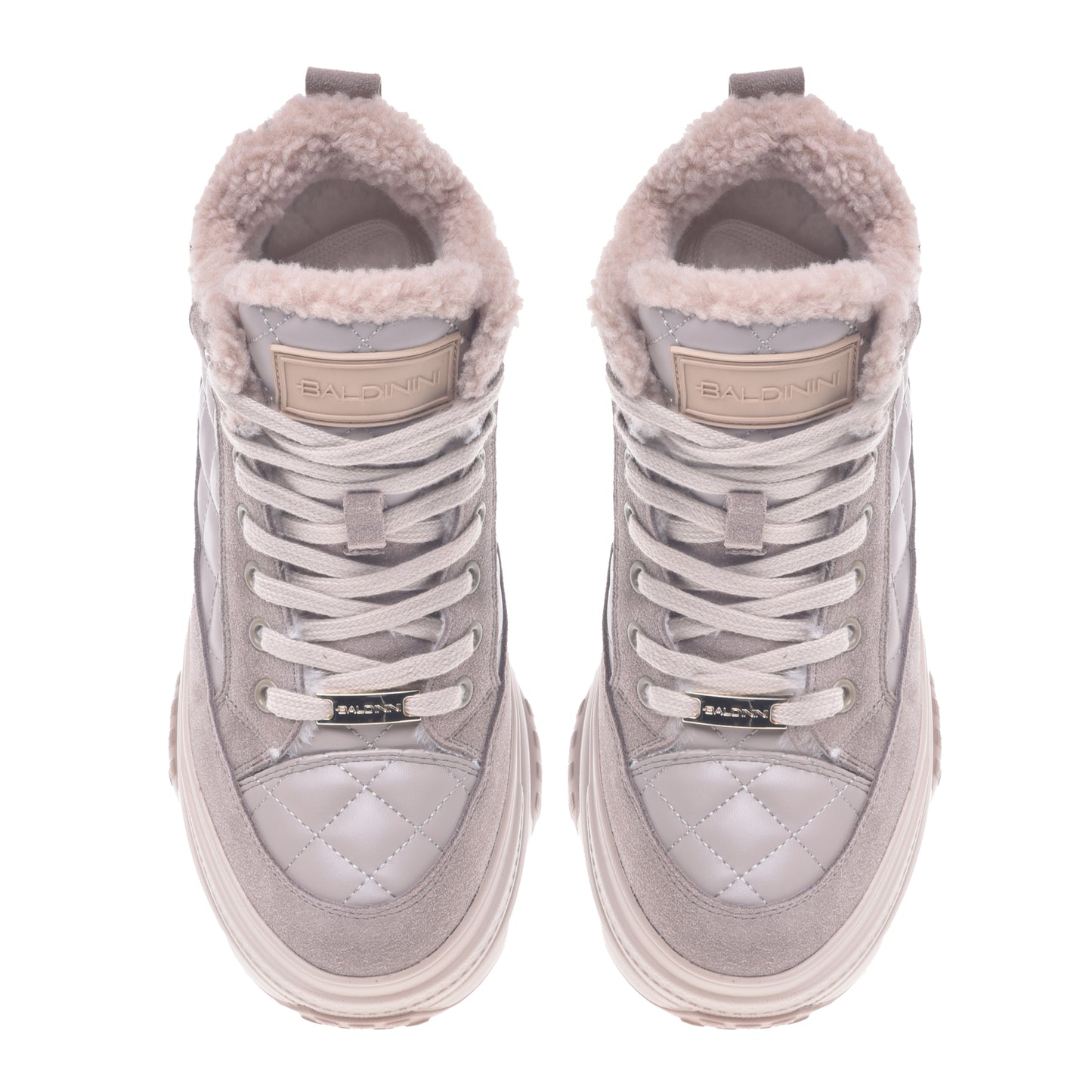 Sneakers en daim et nappa taupe
