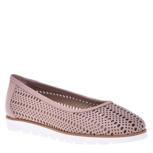 Ballerines nude en cuir de veau