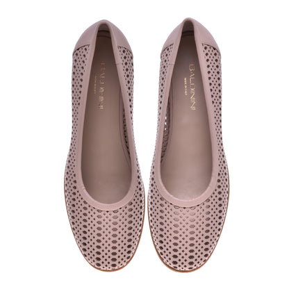 Ballerines nude en cuir de veau