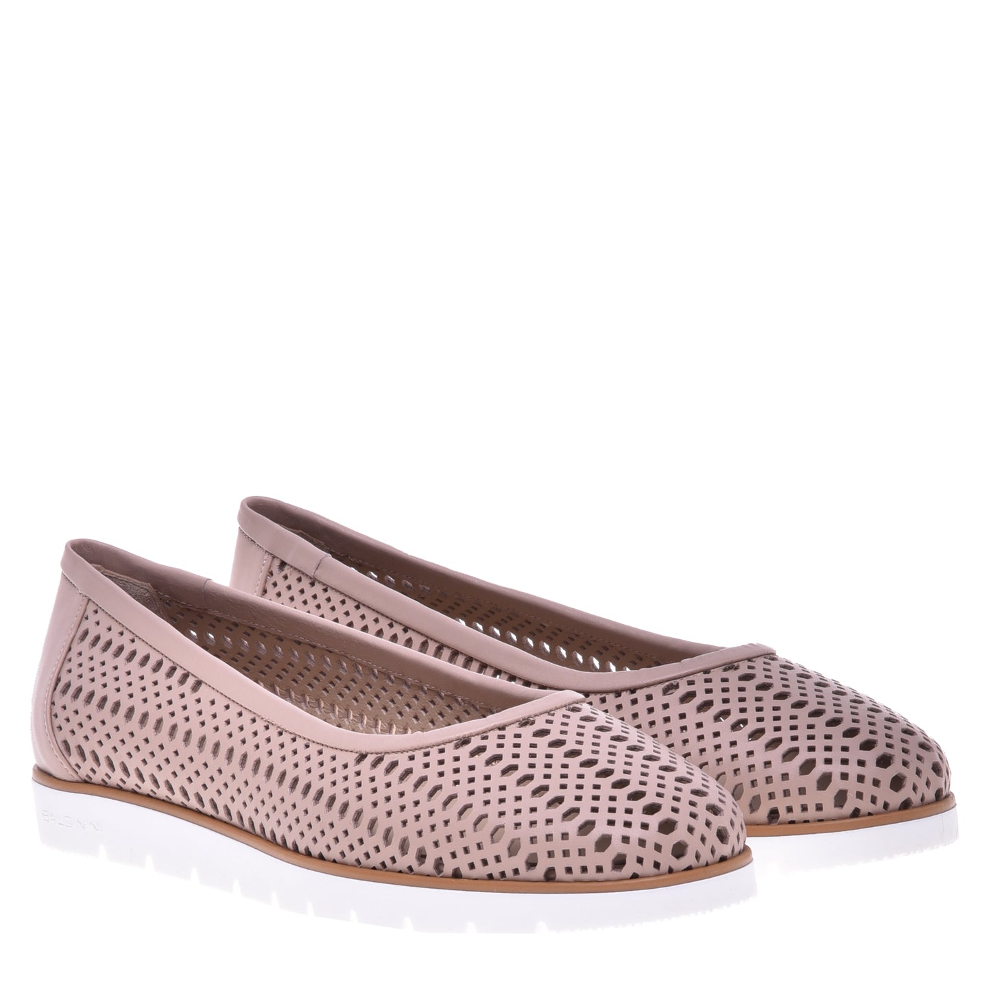Ballerines nude en cuir de veau