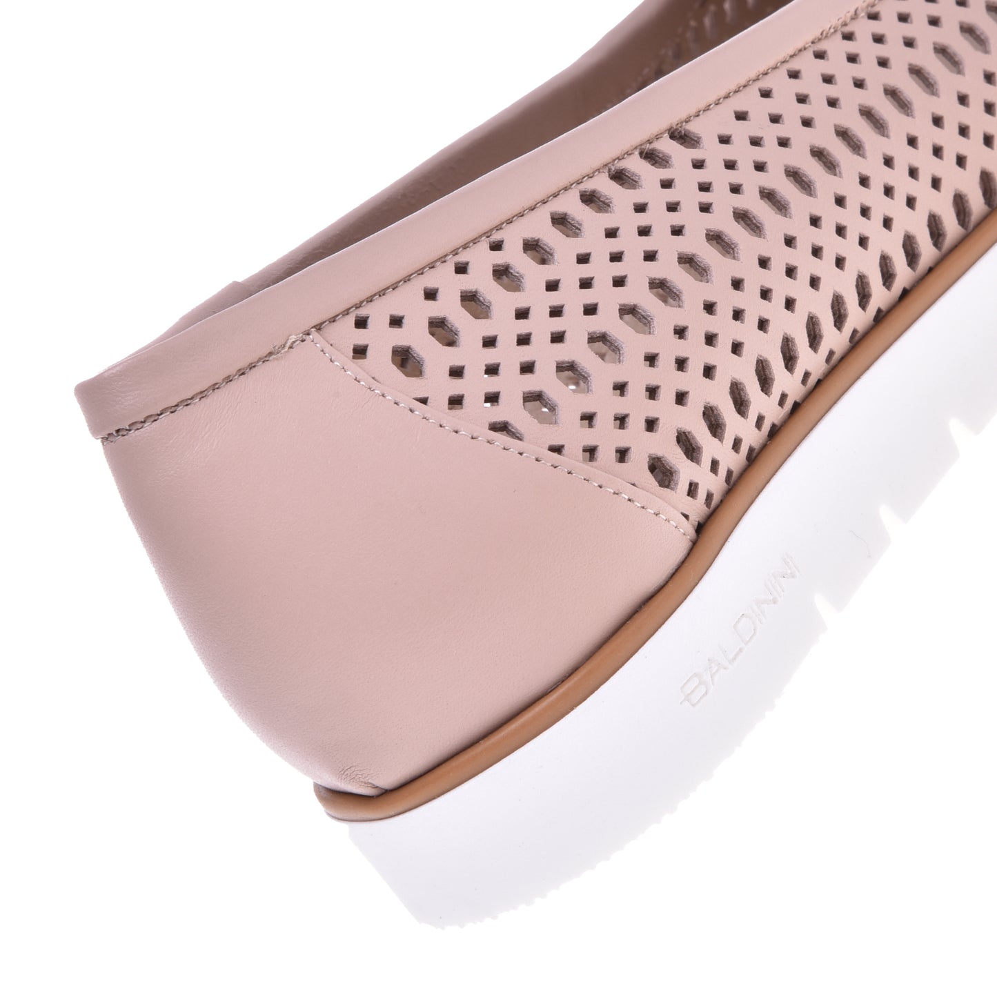 Ballerines nude en cuir de veau