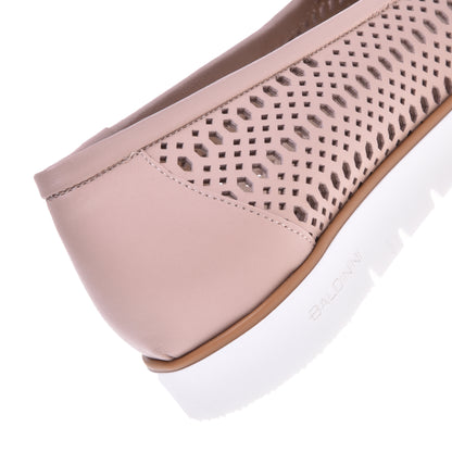 Ballerines nude en cuir de veau