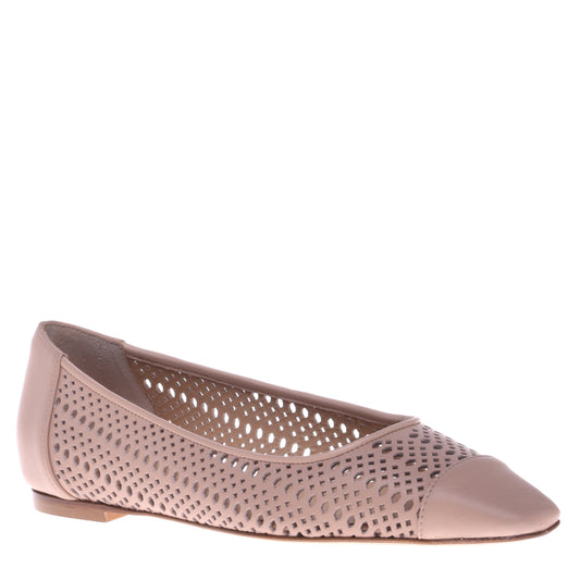 Ballerines nude en cuir de veau