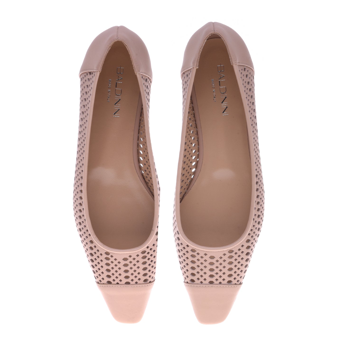 Ballerines nude en cuir de veau