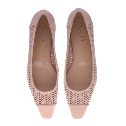 Ballerines nude en cuir de veau