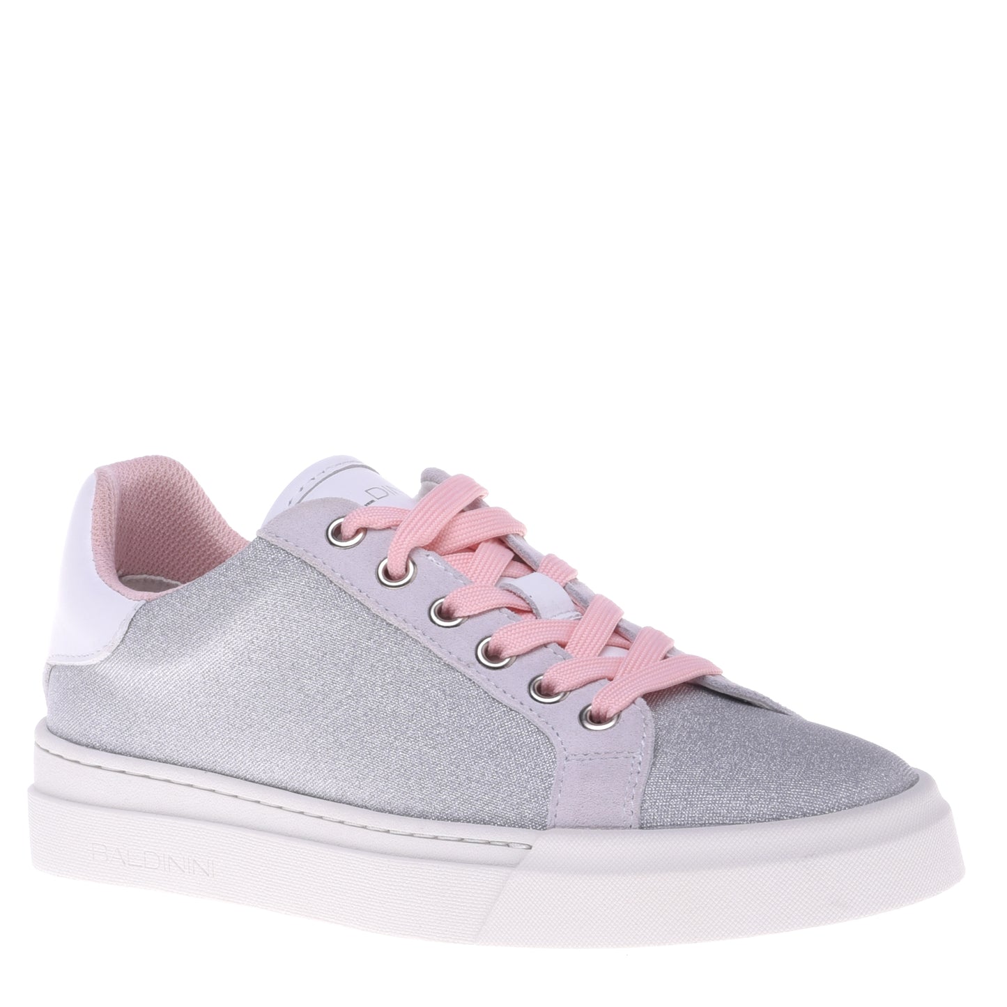Sneakers en tissu argenté brillant