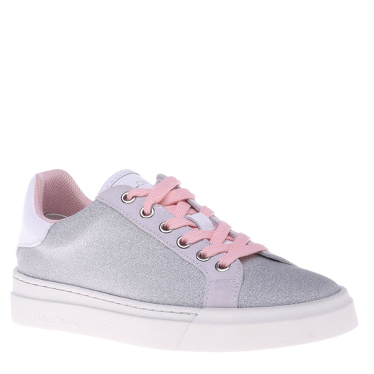 Sneakers en tissu argenté brillant