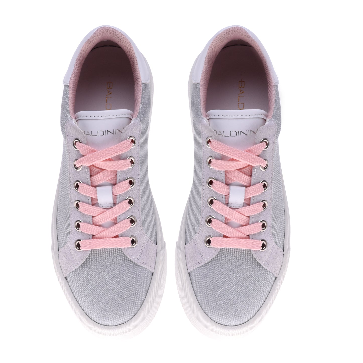 Sneakers en tissu argenté brillant