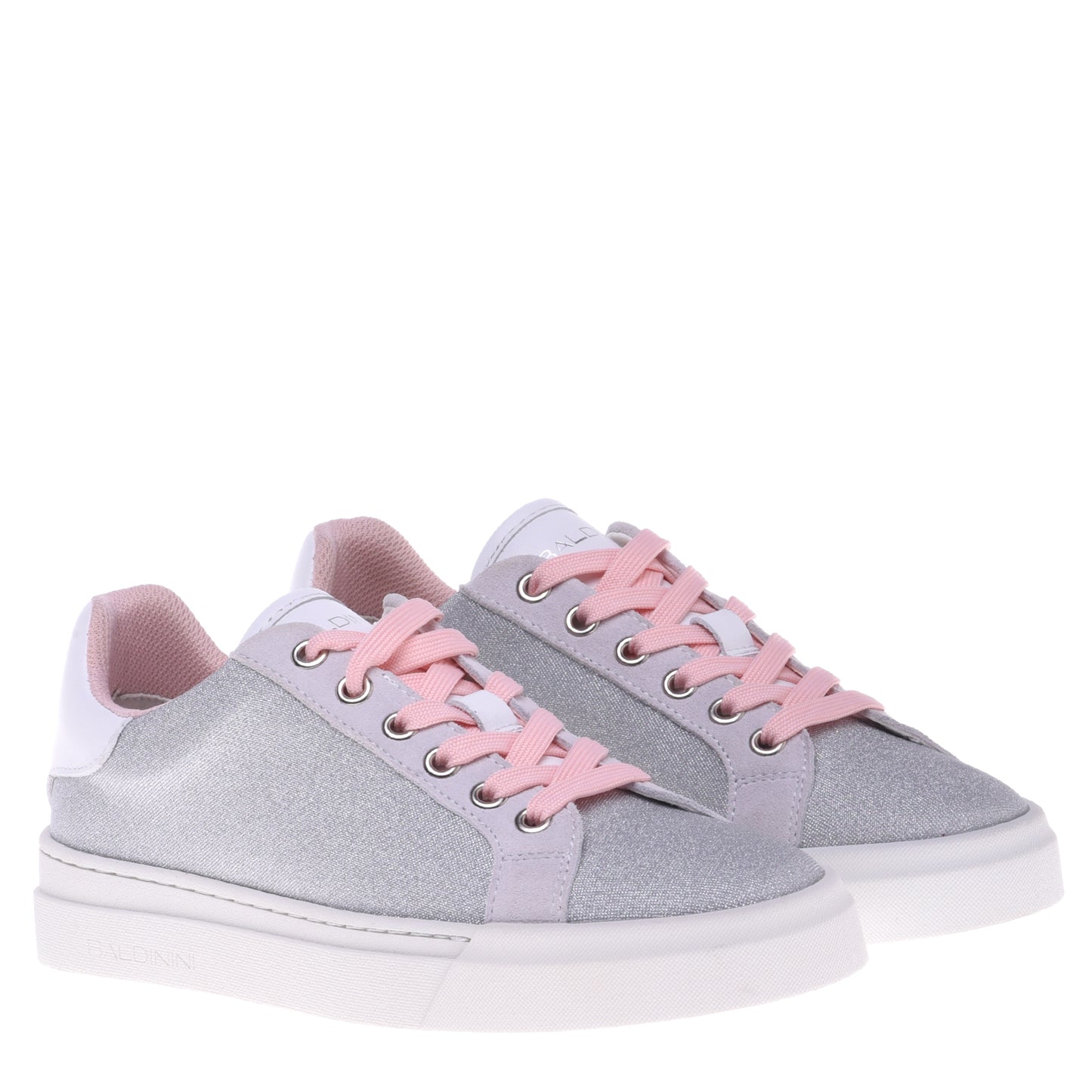 Sneakers en tissu argenté brillant