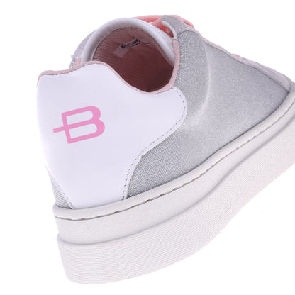 Sneakers en tissu argenté brillant