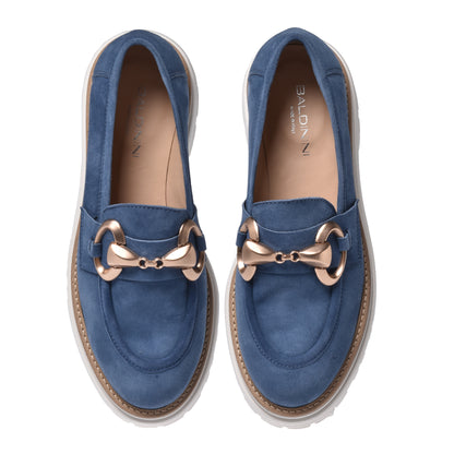 Mocassins en daim couleur denim