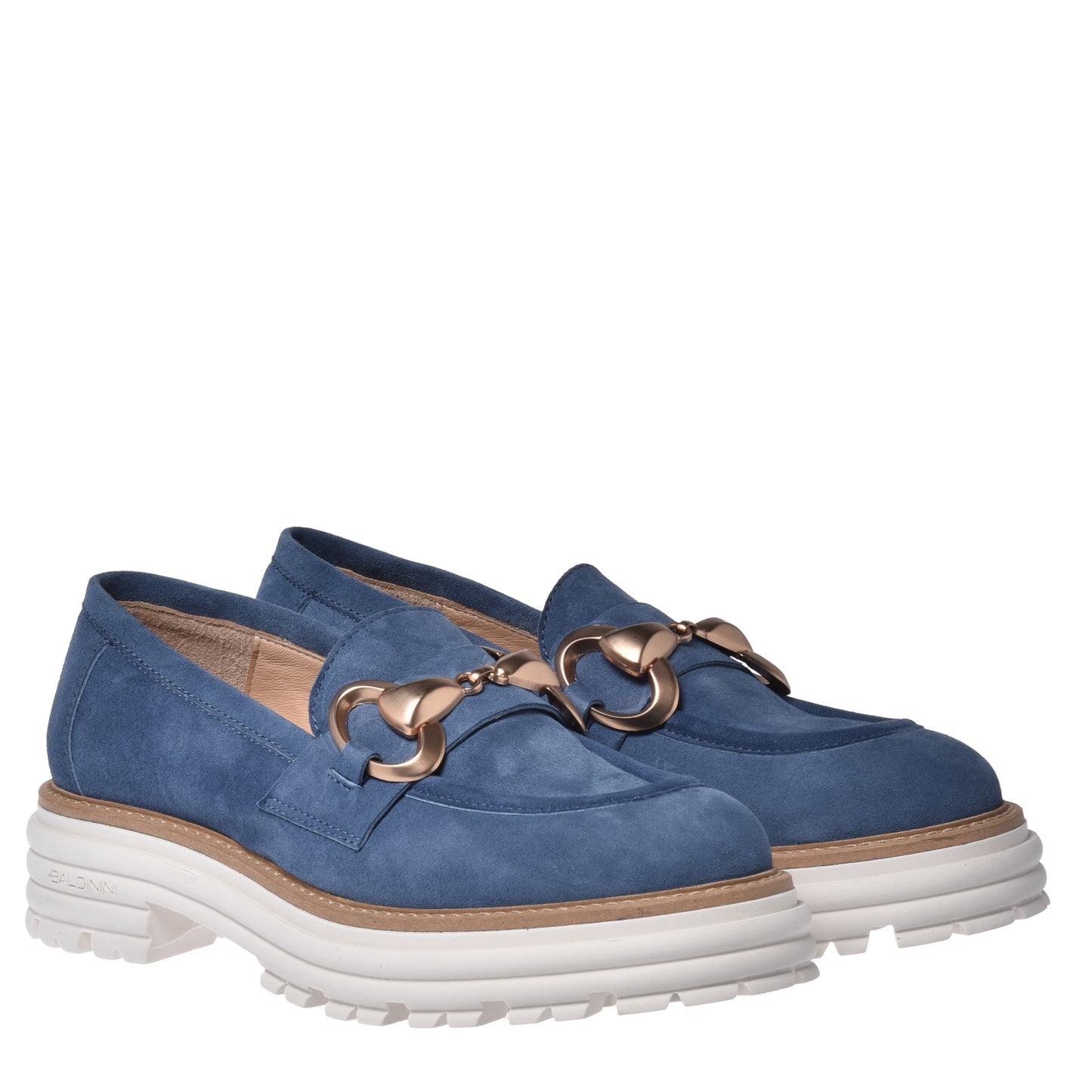 Mocassins en daim couleur denim