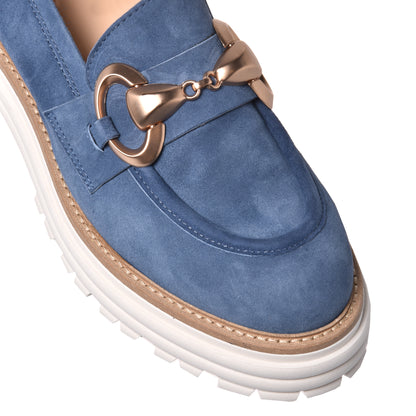 Mocassins en daim couleur denim